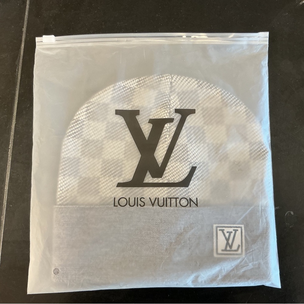 Louis Vuitton Checkered Knit Beanie in Light Gray